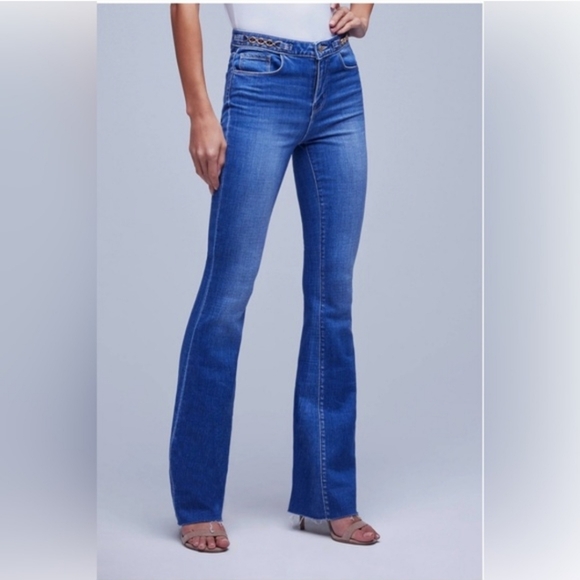 L'agence Ruth High Rise Strsight Gold Chain Jeans